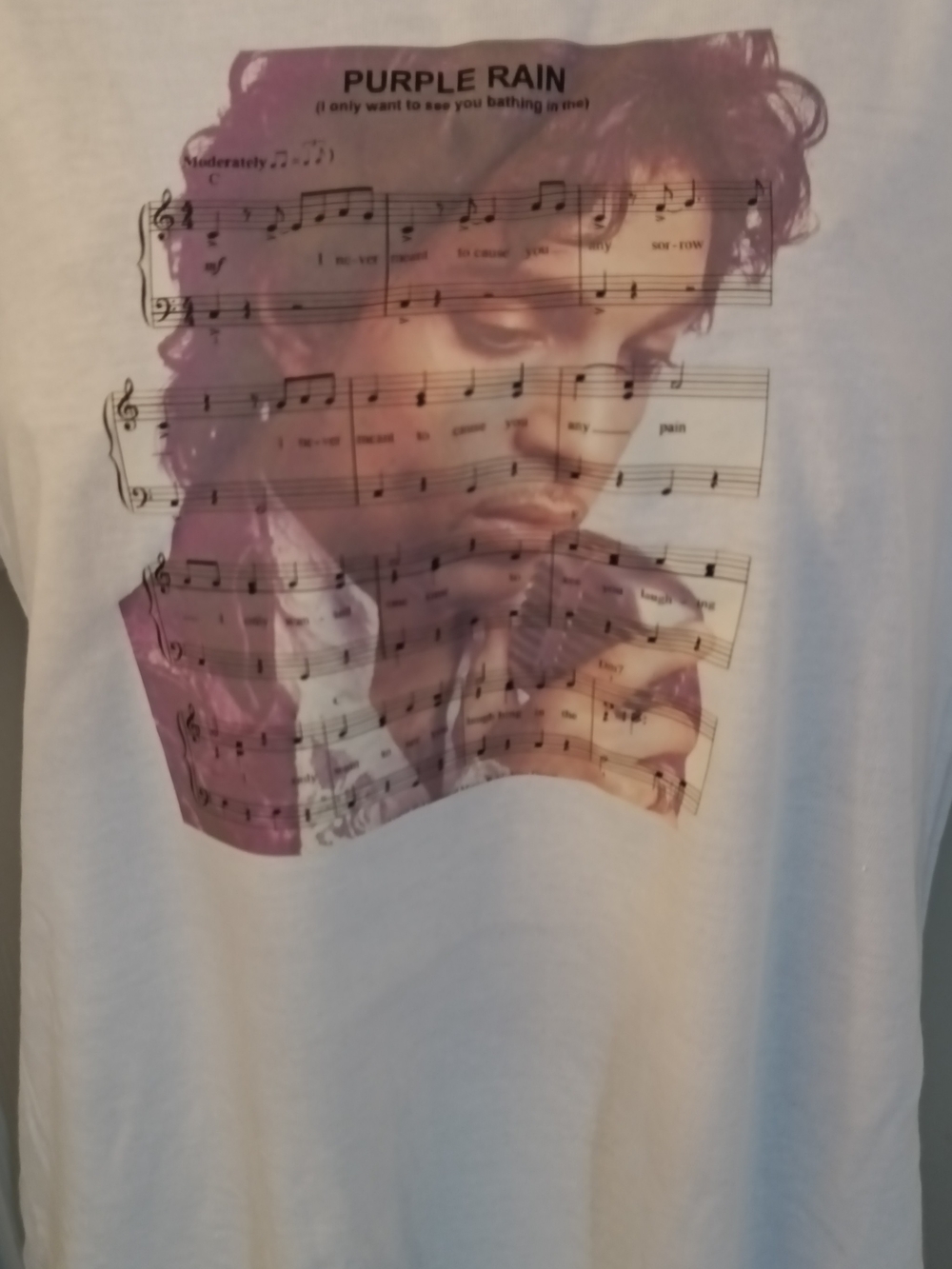 White Prince T‑Shirt with Purple Rain Print New XL